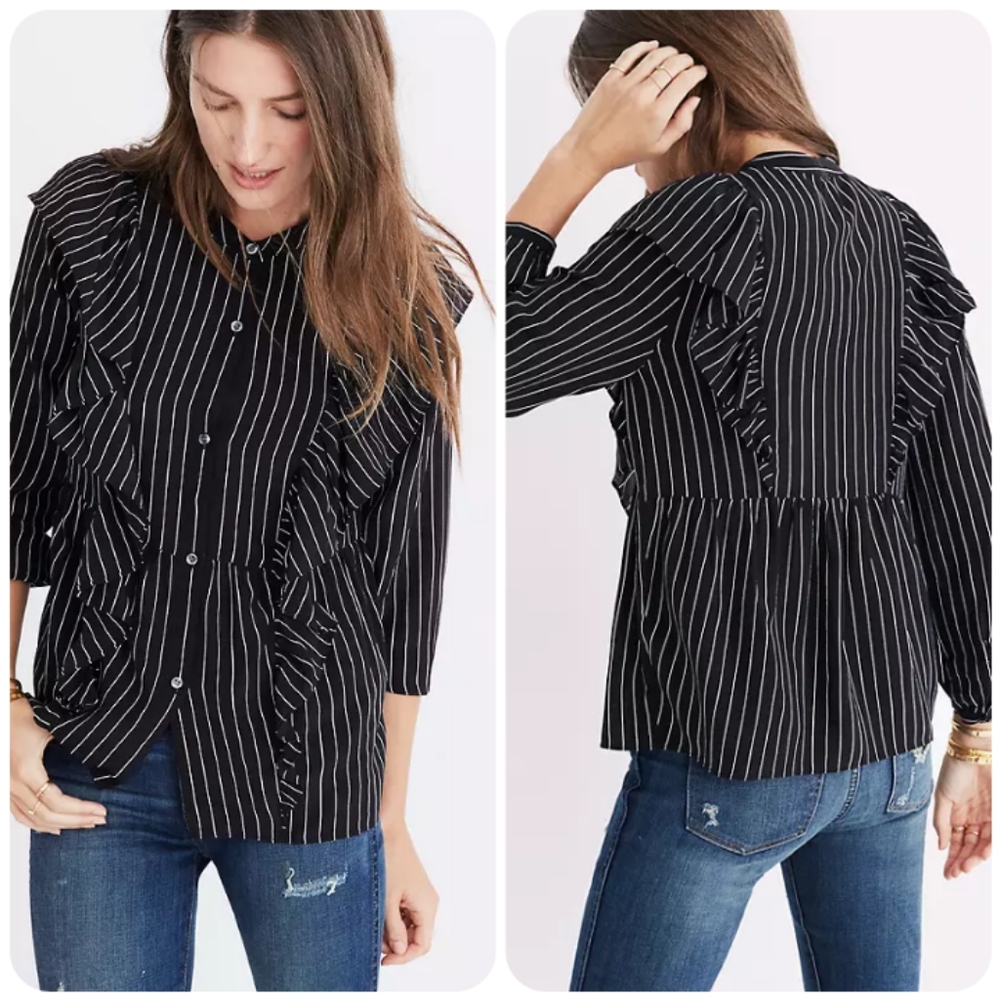 MADEWELL Silk Ruffle Front Top NWOT